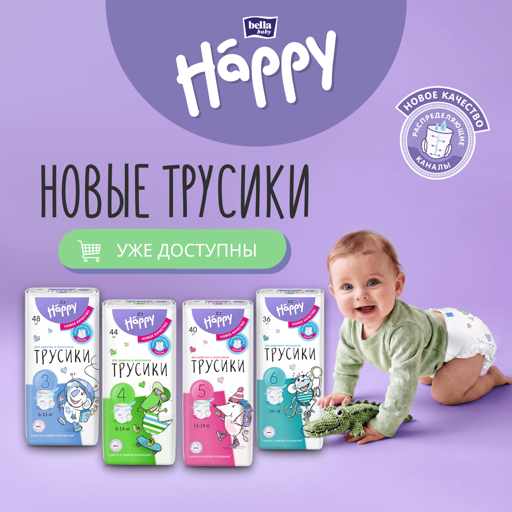 Новинка: мягкие подгузники-трусики bella baby Happy с распределяющими каналами