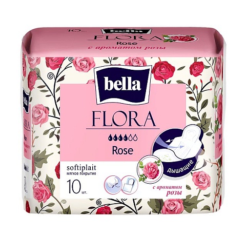 женские прокладки Bella flora с ароматом розы по 10 шт.