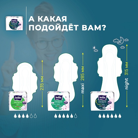 Ночные прокладки женские Bella Perfecta Night silky drai, 14 шт.