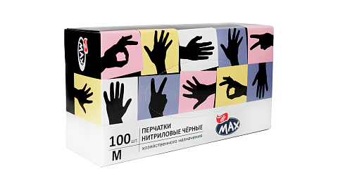 Перчатки нестер. нитриловые, черные, «Dr.Max»,  без пудры, размер M по 100 шт.