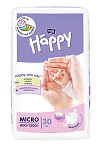 Подгузники детские Bella Baby Happy Micro,  вес 600-1200 г., 30 шт./уп.,