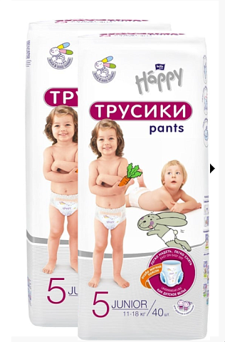 Подгузники-трусики детские bella baby Happy Junior, вес 11-18 кг, 40*2 шт.