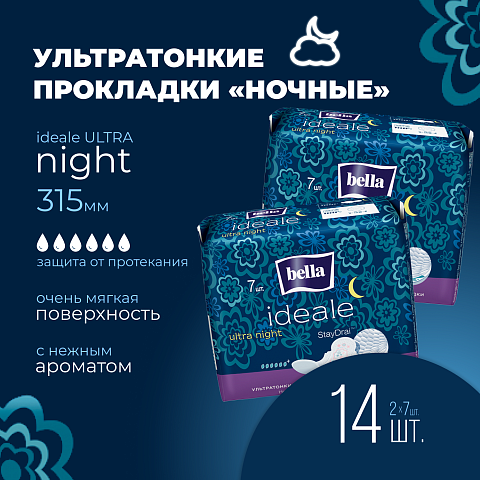 Прокладки женские bella ideale ultra night по 7 шт.
