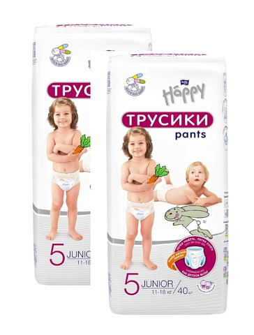 Подгузники-трусики детские bella baby Happy Junior, вес 11-18 кг, 40*2 шт.