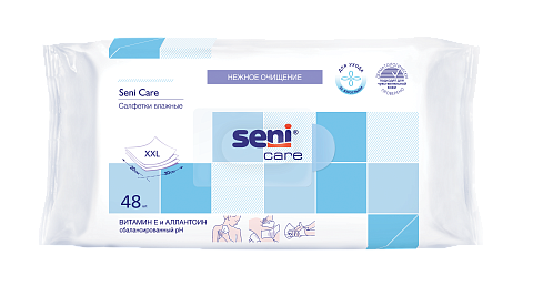Влажные салфетки seni care с витамином E, 48 шт.
