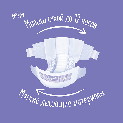 Подгузники детские Happy Classic Junior Extra, вес 16+ кг.,54 шт.