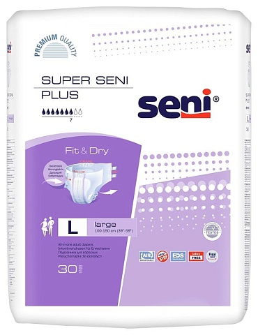 Подгузники для взрослых Super Seni Plus Large 30 шт. (100-150 см)