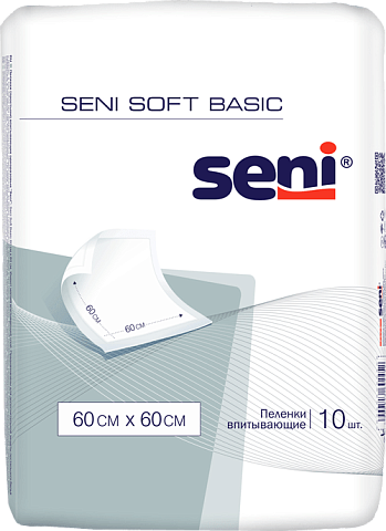 Пеленки Seni Soft Basic 60 x 60 см, 10шт.